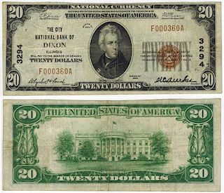 U.S. 1929 $20 NATIONAL BANK NOTE