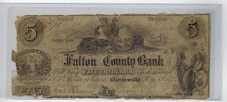 THE FULTON COUNTY BANK $5 OBSOLETE NOTE
