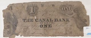 CANAL BANK  ALBANY 1847 $1 OBSOLETE NOTE