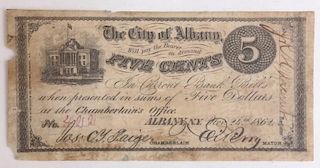 THE CITY OF ALBANY 1862 5¢ SCRIP NOTE