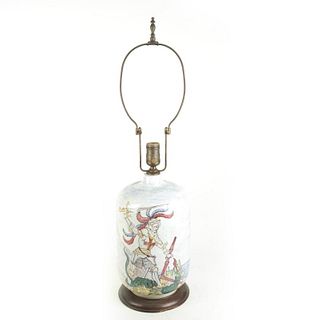 Decorated Figural and Scenic Lamp