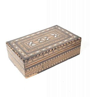 Parquetry Box with Mother-Of-Pearl Inlay