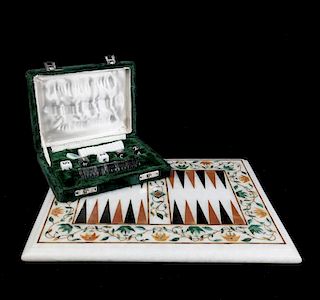 Inlaid Marble Backgammon Game
