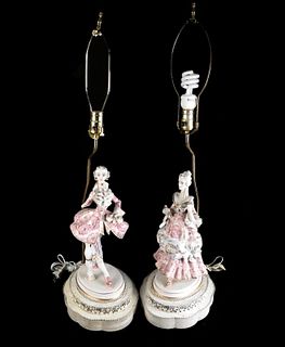 Pair of Bisque Figural Lamps