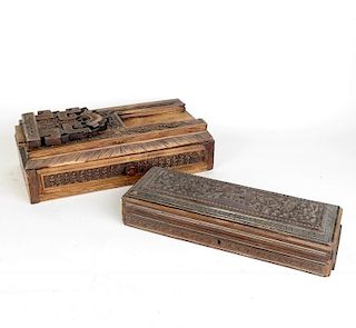 Two Carved Decorated Boxes