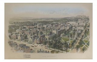 Yale University Hand-Colored Lithograph