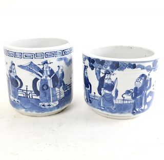 2 Chinese Blue and White Ceramic Vessels