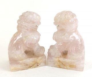 Pair of Carved Stone Foo Lions