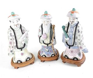 Three Chinese Ceramic Polychrome Figures