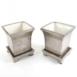 Pair of Decorated Cachepots