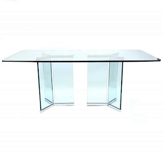 Modern Glass and Chrome Dining Table