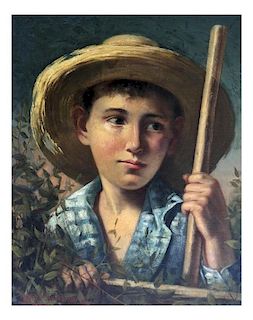 Oil on Canvas, Boy with Straw Hat