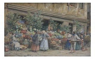 Vegetable Market, Watercolor