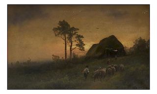 Hermann Herzog, Landscape with Sheep