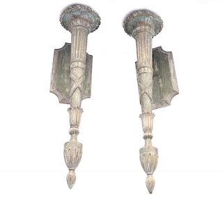 Pair of Painted Torch Form Brackets
