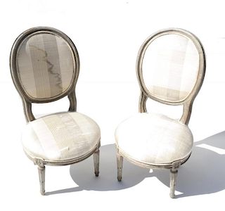 Pair of French Decorative Slipper Chairs