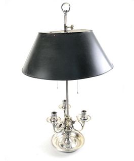 Empire-Style Silvered Bouillotte Lamp