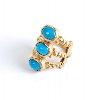 Roman-Style 22-24k Gold & Turquoise Ring
