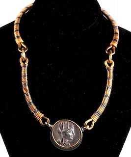 21k Gold and Roman Coin Necklace