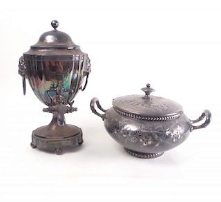 Silver Plate Urn and Serving Dish