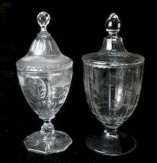 Two Covered Glass Urns