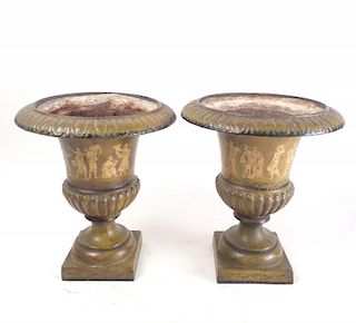 Pair of Classical-Style Iron Urns