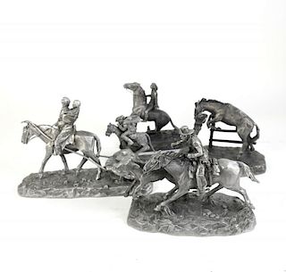 5 Pewter Sculptures, Men on Horseback
