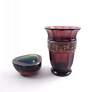 Glass Vase and Glass Shaped Bowl