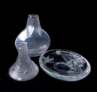 2 Lalique Glass Vases and Bowl