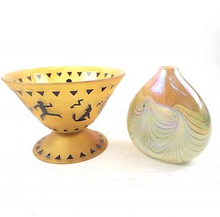 Art Glass Vase and Bowl