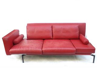 Modern Burgundy Leather Sofa