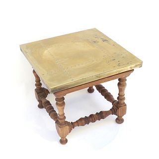 Wood & Brass Low Side Table