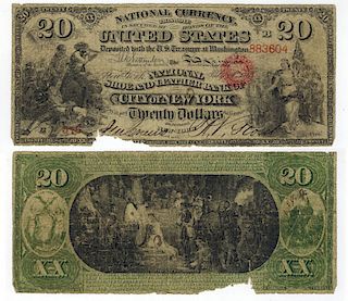 U.S. 1865 $20 NATIONAL BANK NOTE