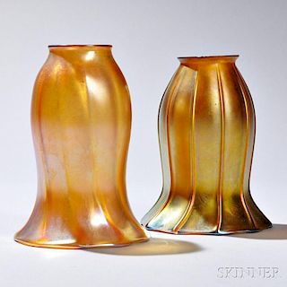 Quezal Art Glass Shade and Another Similar Shade