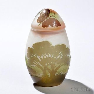 Emile Galle Cameo Glass Covered Jar