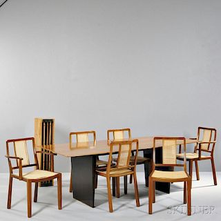 Edward Wormley for Dunbar Extension Dining Table and Six Dining Chairs