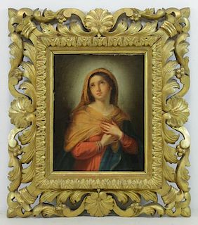 19th C. Oil on Canvas "Penitent Magdalene" in a