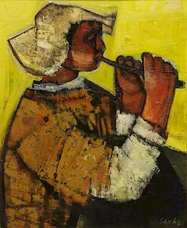 SHART, Serge. Oil on canvas. "The Flute Shepherd".