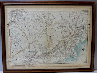 Framed Insurance Map of Rye, NY & Vicinity.