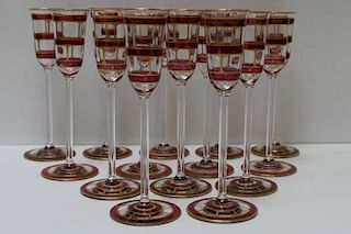 Set of 14 Moser or Moser Style Cordial Glasses.