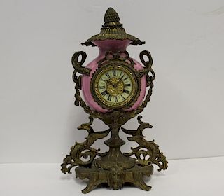 Antique Bronze and Porcelain Clock.