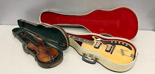 Vintage Harmony Electric Guitar and a Violin