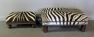 Lot of 2 Zebra Hide Upholstered Benches.