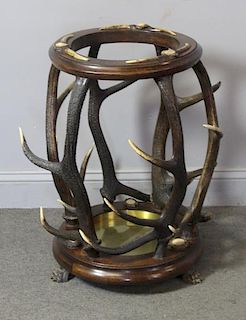 Antler Mounted Umbrella Stand With Brass Insert