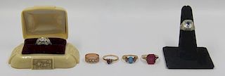 JEWELRY. Antique Gold Ring Grouping.