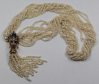 JEWELRY. Multi Strand Pearl Necklace with Dragon