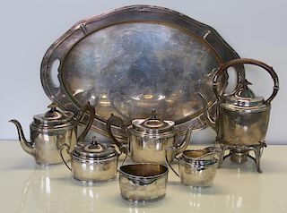 STERLING. Whiting Tea Service with Serving Tray.