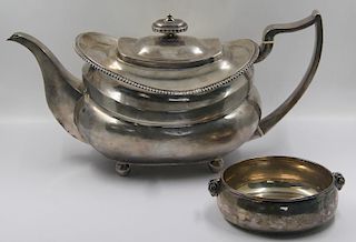 SILVER. Antique English Teapot and .900 Silver