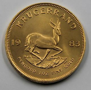 GOLD. 1983 South African Krugerrand Gold Coin.