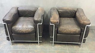 Midcentury Pair of Le Corbusier LC2 Chairs.